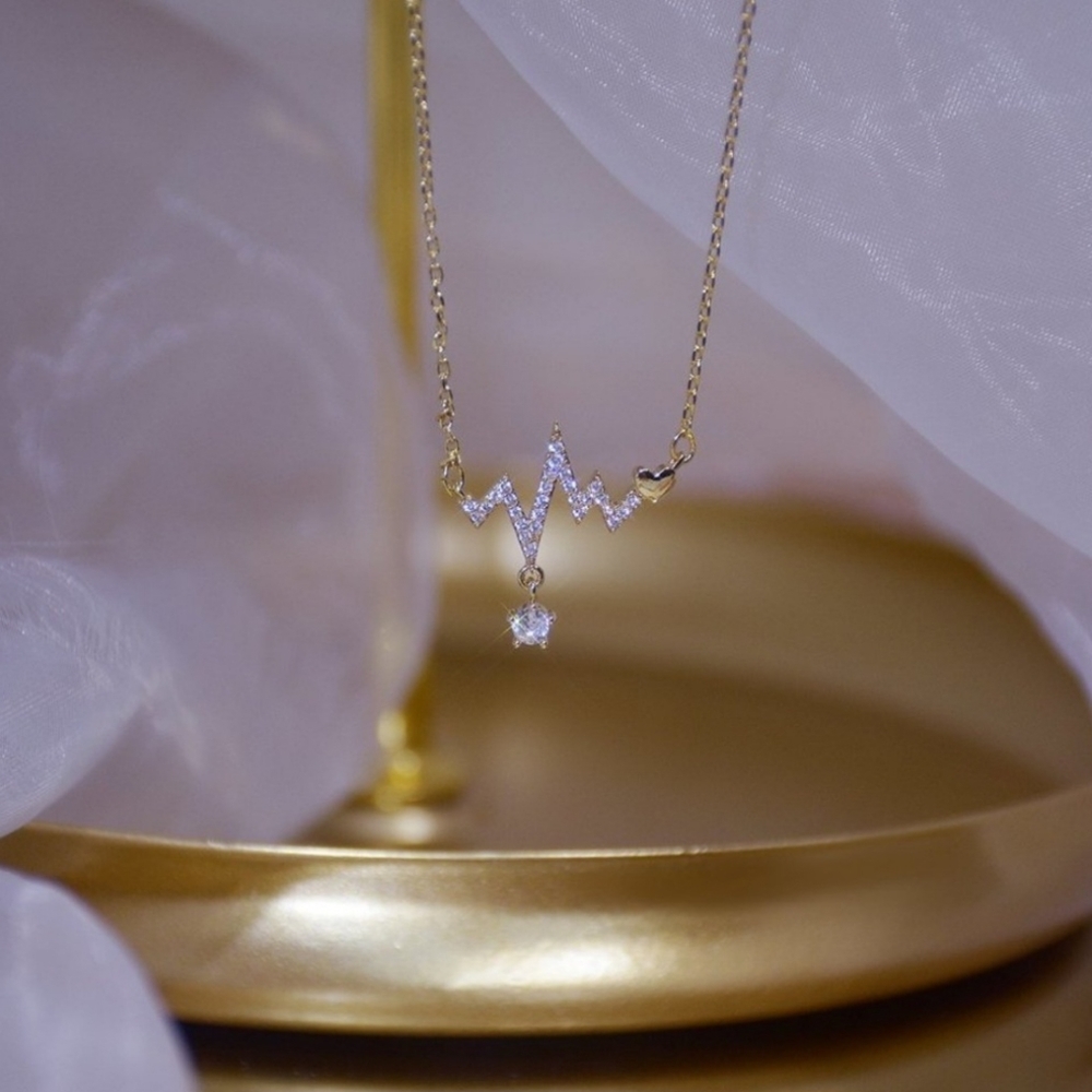 New 14K Gold Diamond 💎 Heartbeat Necklace - Picture 5 of 10